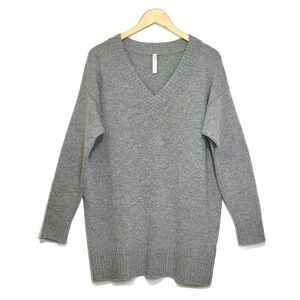 Athleta Wool Cashmere V Neck Long Sleeve Tunic Gray Sweater Cozy Minimalist M